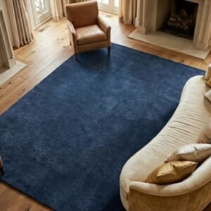 Hand-Knotted Wool Rug Navy Blue (160x230cm)